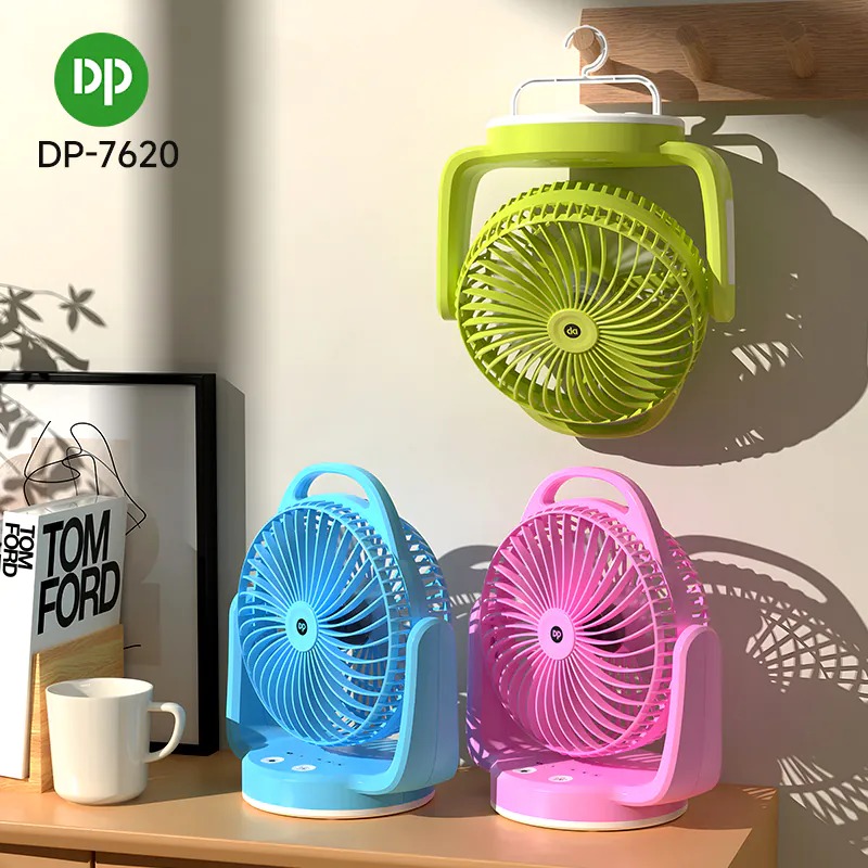 DP-7620 Rechargeable Desktop Fan with Light and Hook-0892